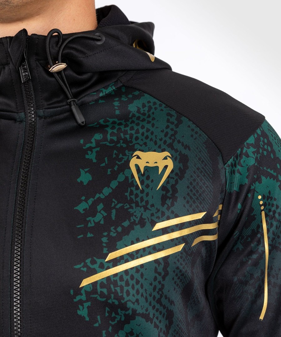 ufc adrenaline by venum authentic fight night men walkout hoodie - emerald edition - greenblackgold