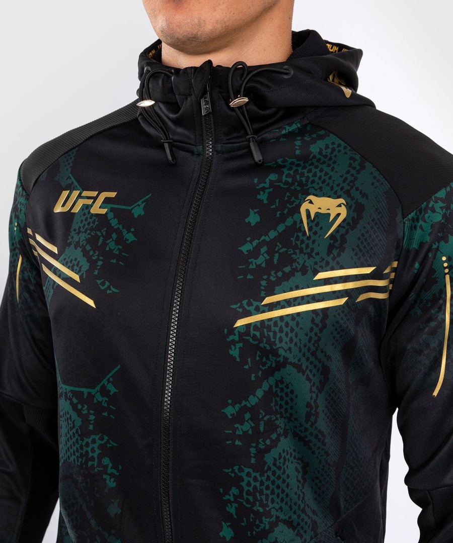 ufc adrenaline by venum authentic fight night men walkout hoodie - emerald edition - greenblackgold