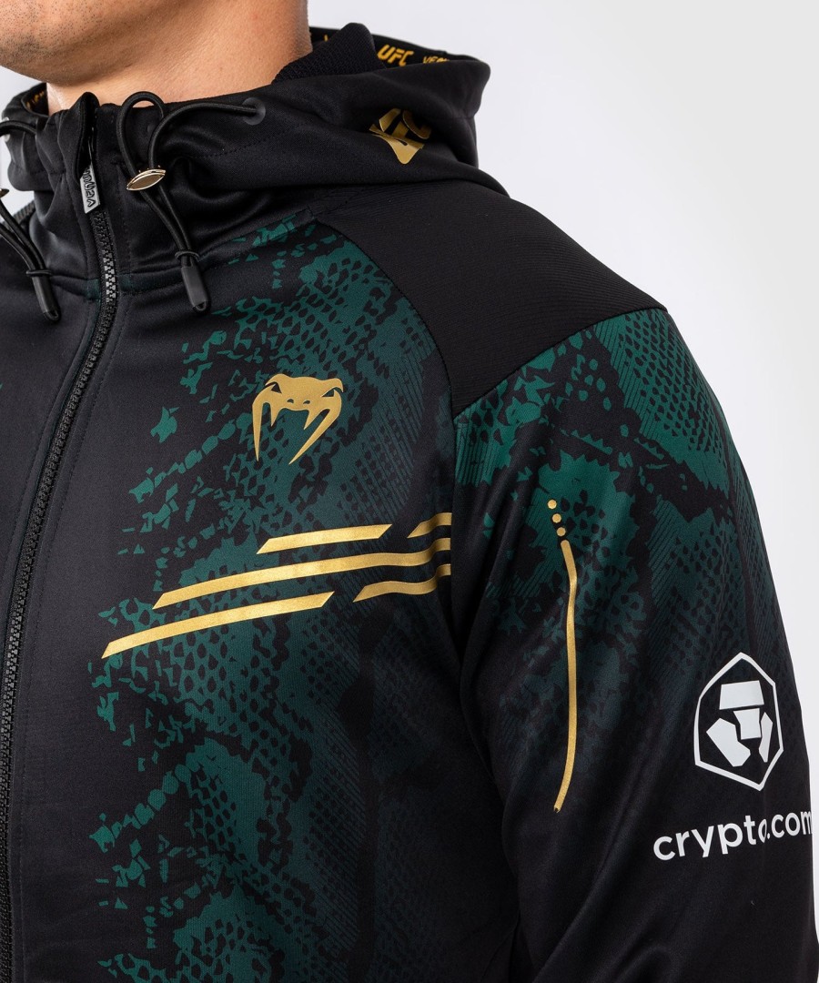 ufc adrenaline by venum authentic fight night men walkout hoodie - emerald edition - greenblackgold