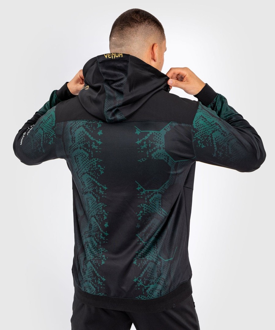 ufc adrenaline by venum authentic fight night men walkout hoodie - emerald edition - greenblackgold