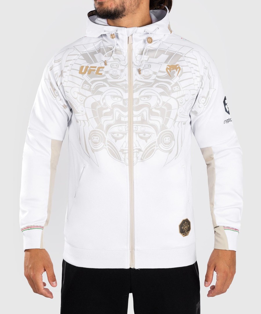 noche ufc by venum authentic fight night men walkout hoodie - white