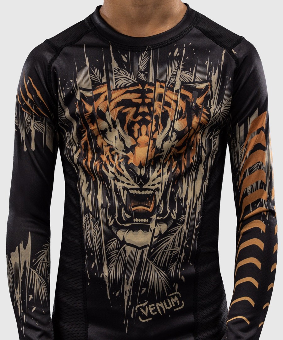 venum tiger kids long sleeve rashguard - blackneon orange
