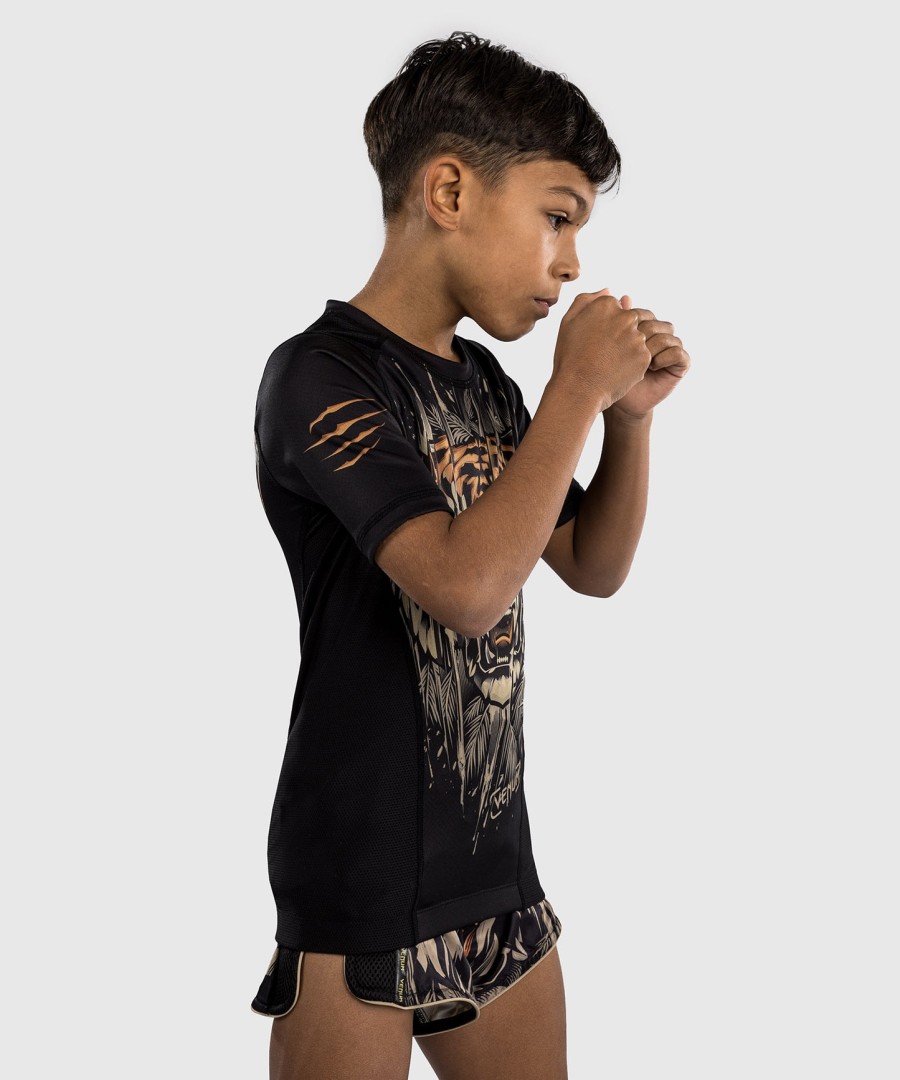 venum tiger kids short sleeve rashguard - blackneon orange