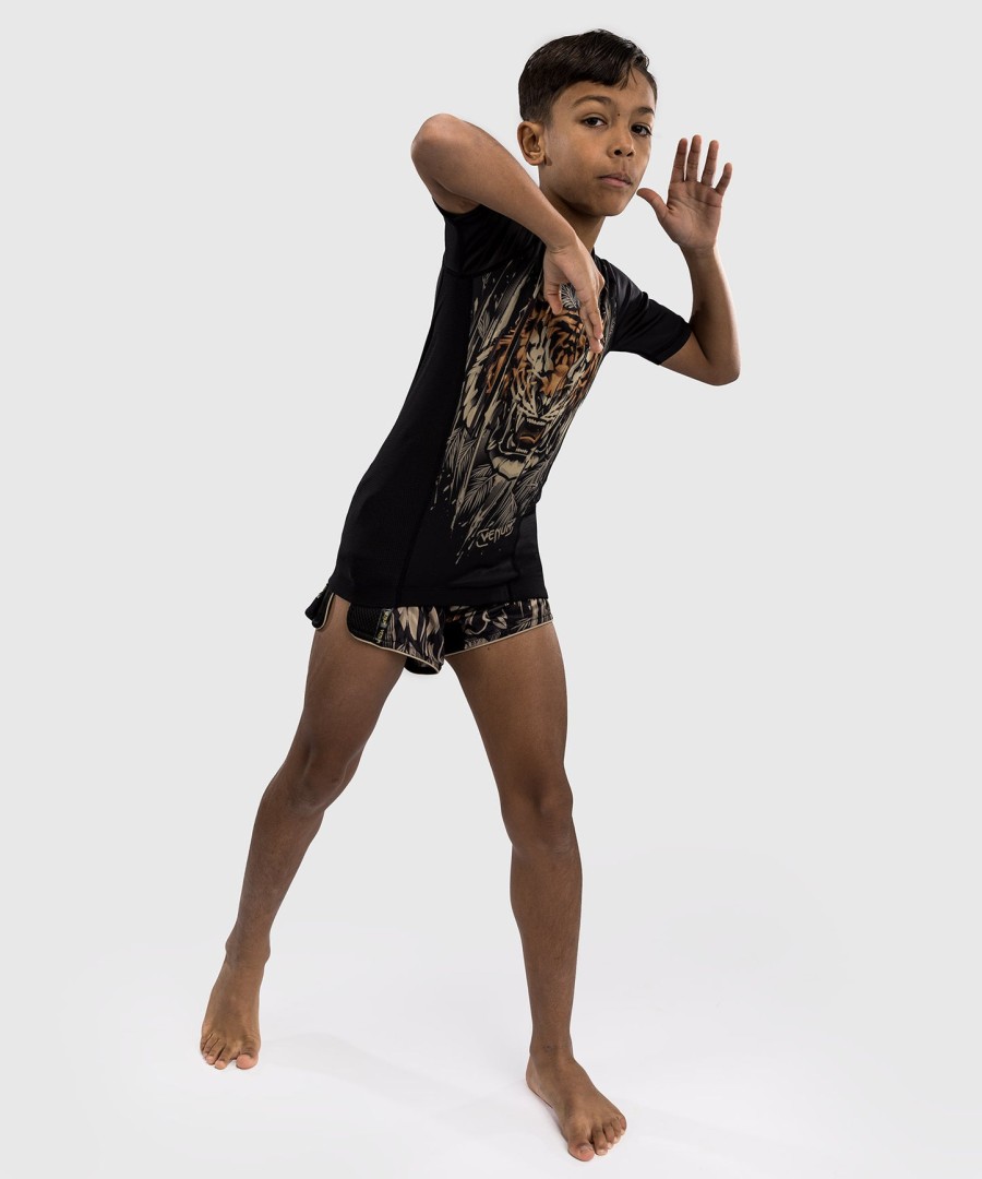 venum tiger kids short sleeve rashguard - blackneon orange