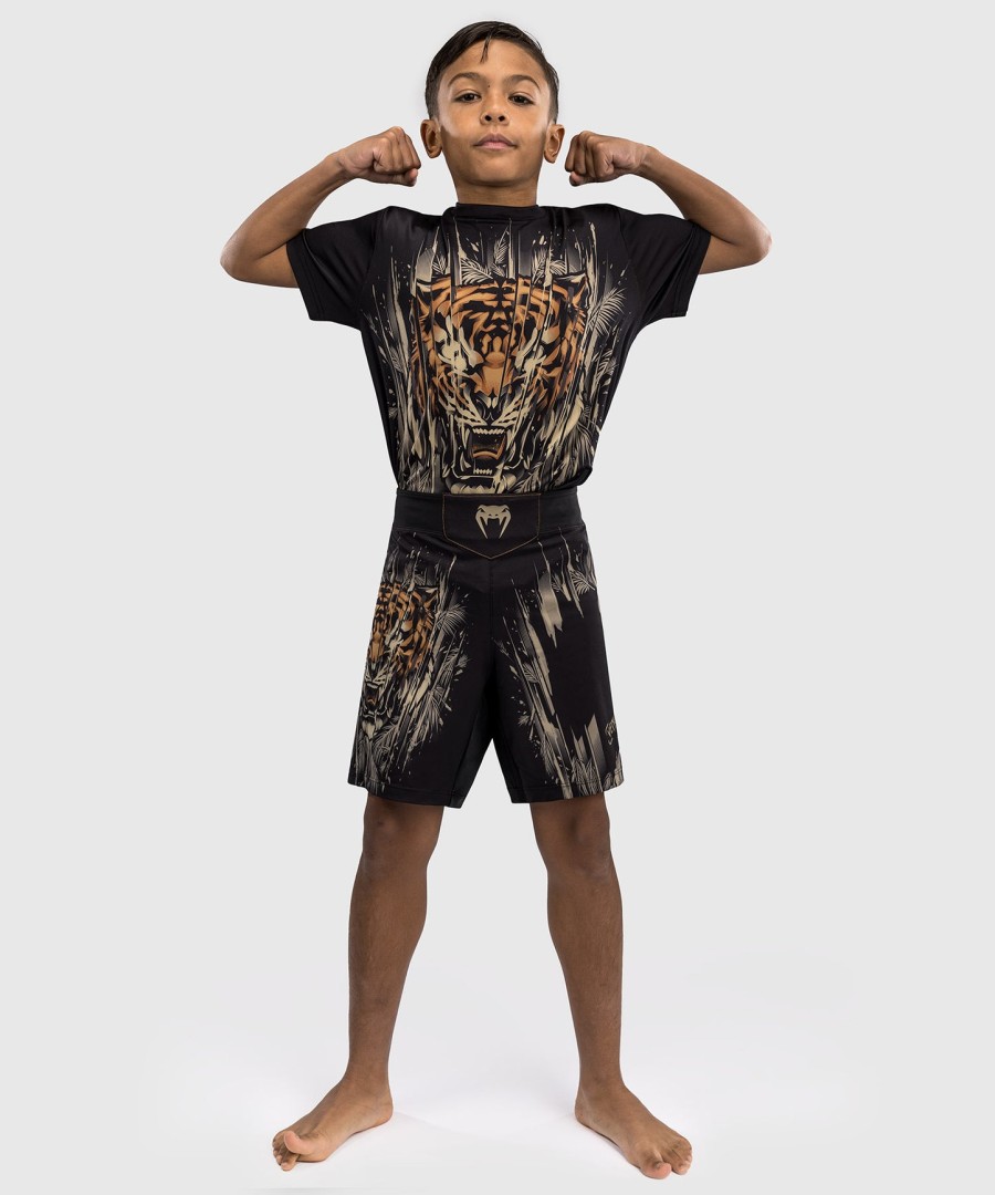 venum tiger kids fight shorts - blackneon orange