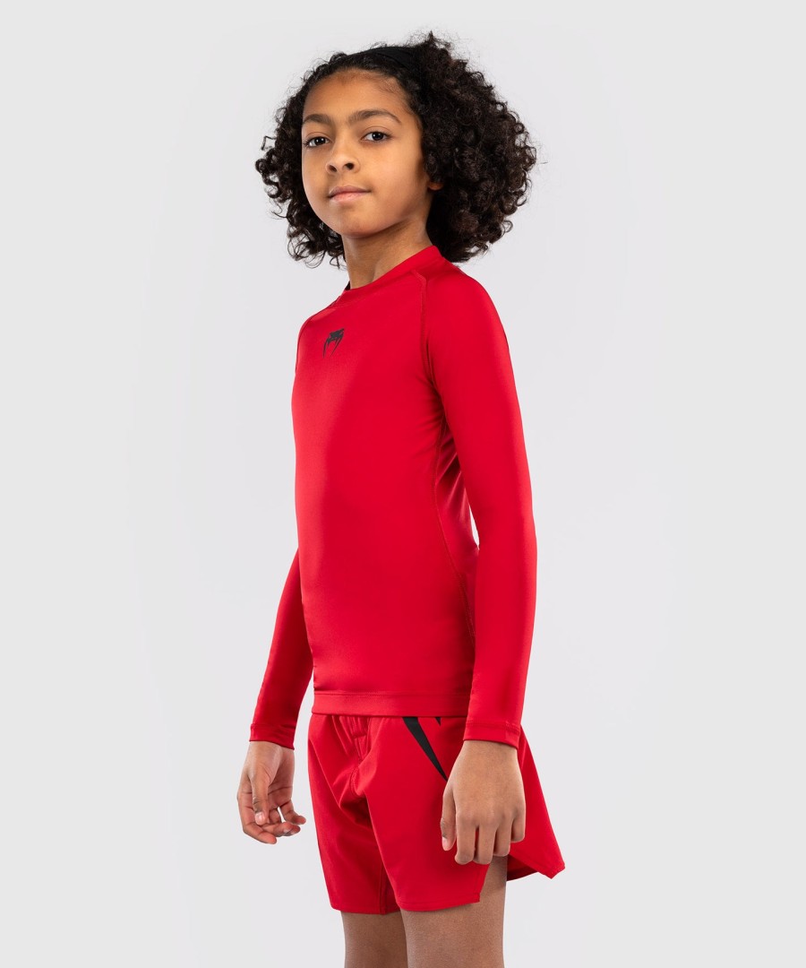 venum contender kids rashguards long sleeves - cherry red