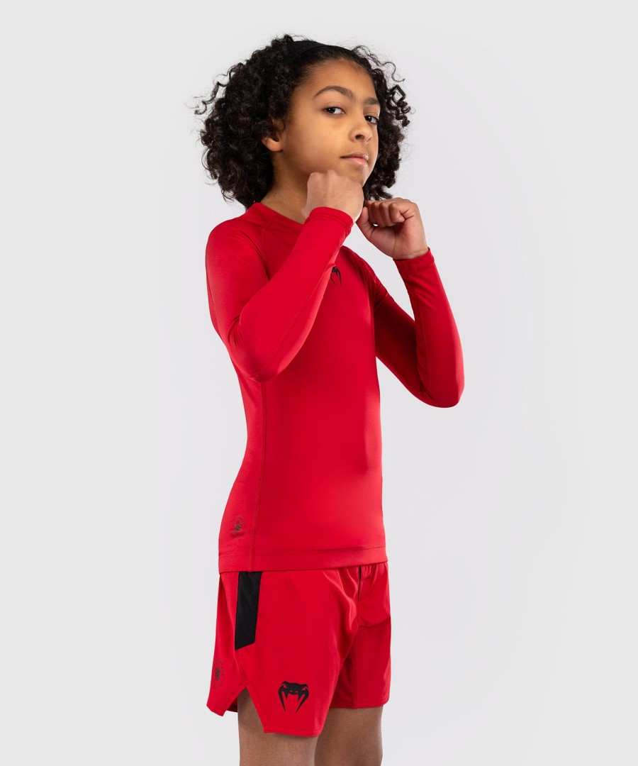 venum contender kids rashguards long sleeves - cherry red