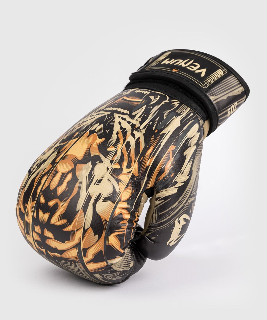 venum tiger kids boxing gloves - blackneon orange