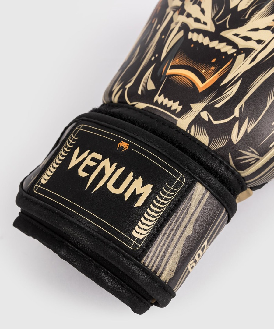 venum tiger kids boxing gloves - blackneon orange
