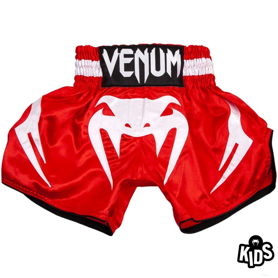 venum bangkok inferno kids muay thai shorts - redwhite