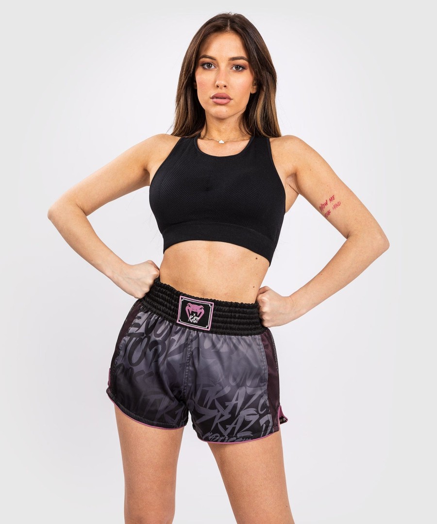 venum x kaz muay thai shorts - black
