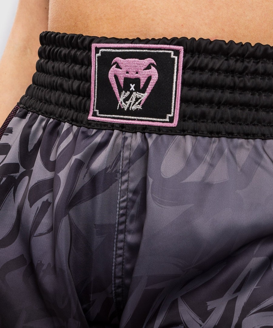 venum x kaz muay thai shorts - black