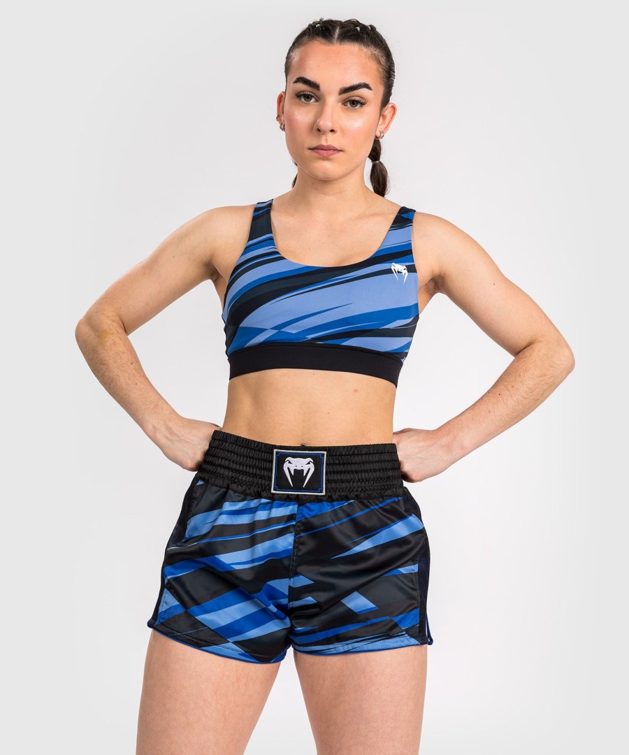 venum abyss women muay thai shorts - shadow blue