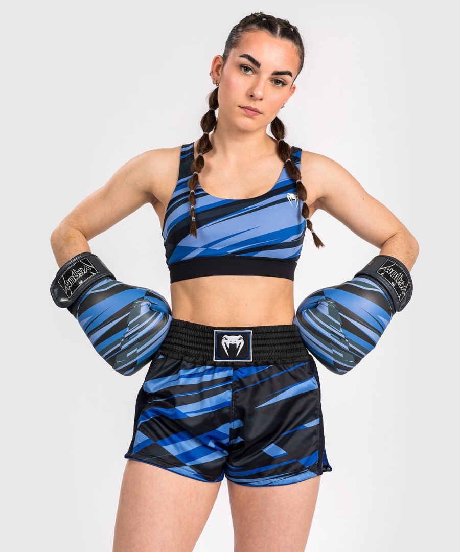 venum abyss women muay thai shorts - shadow blue