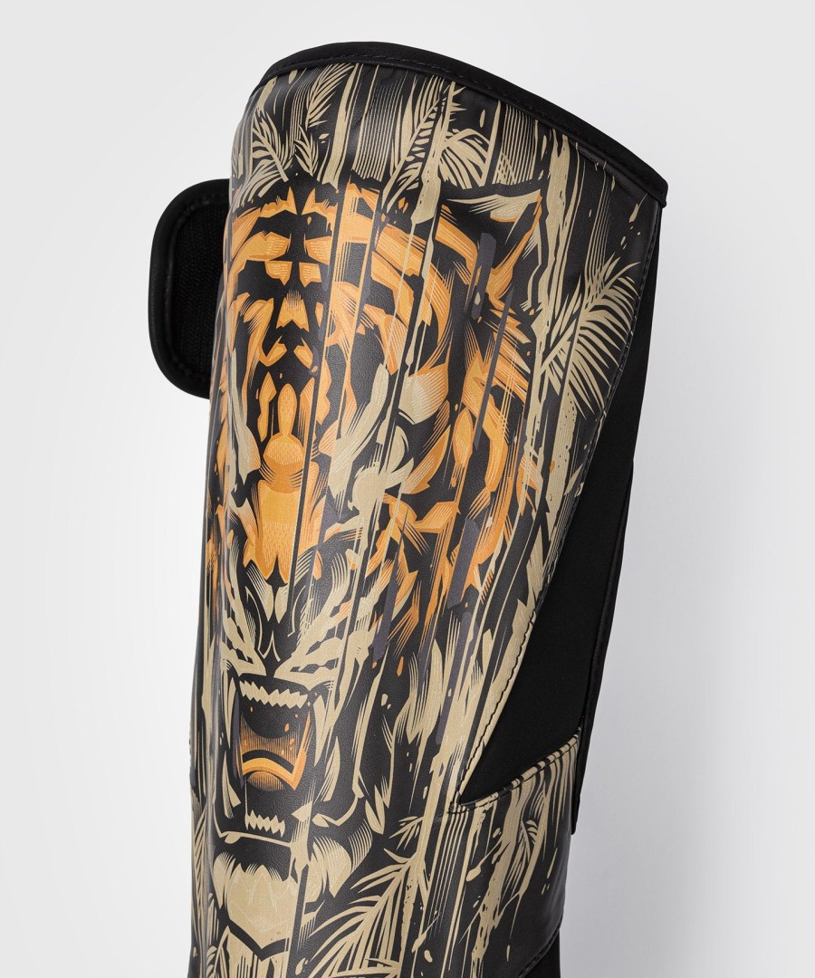 venum tiger shin guards - blackneon orange