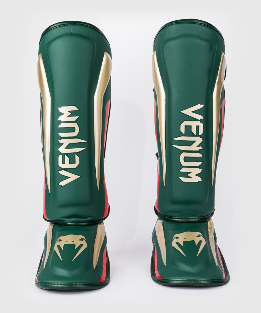 venum elite shin guards - green - special edition