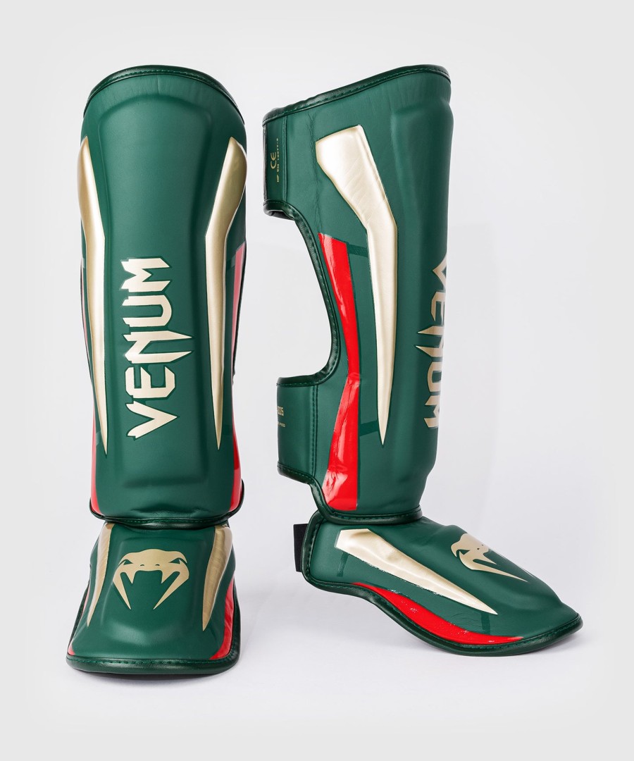 venum elite shin guards - green - special edition
