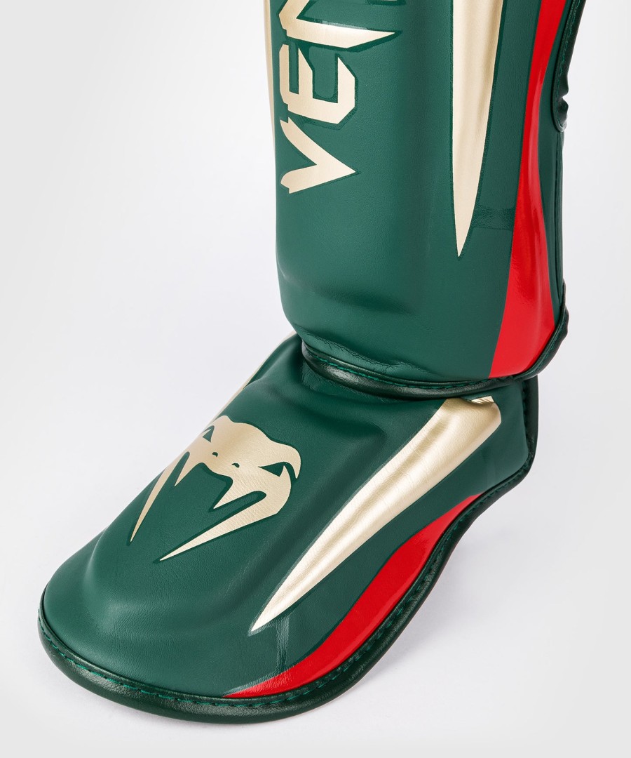 venum elite shin guards - green - special edition