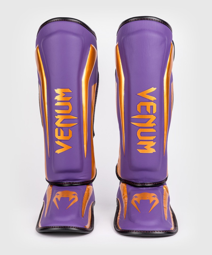 venum elite shin guards - dark purple - special edition