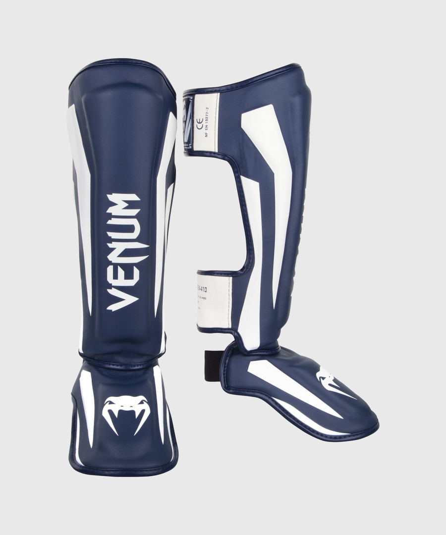 venum elite standup shin guards - whitenavy blue