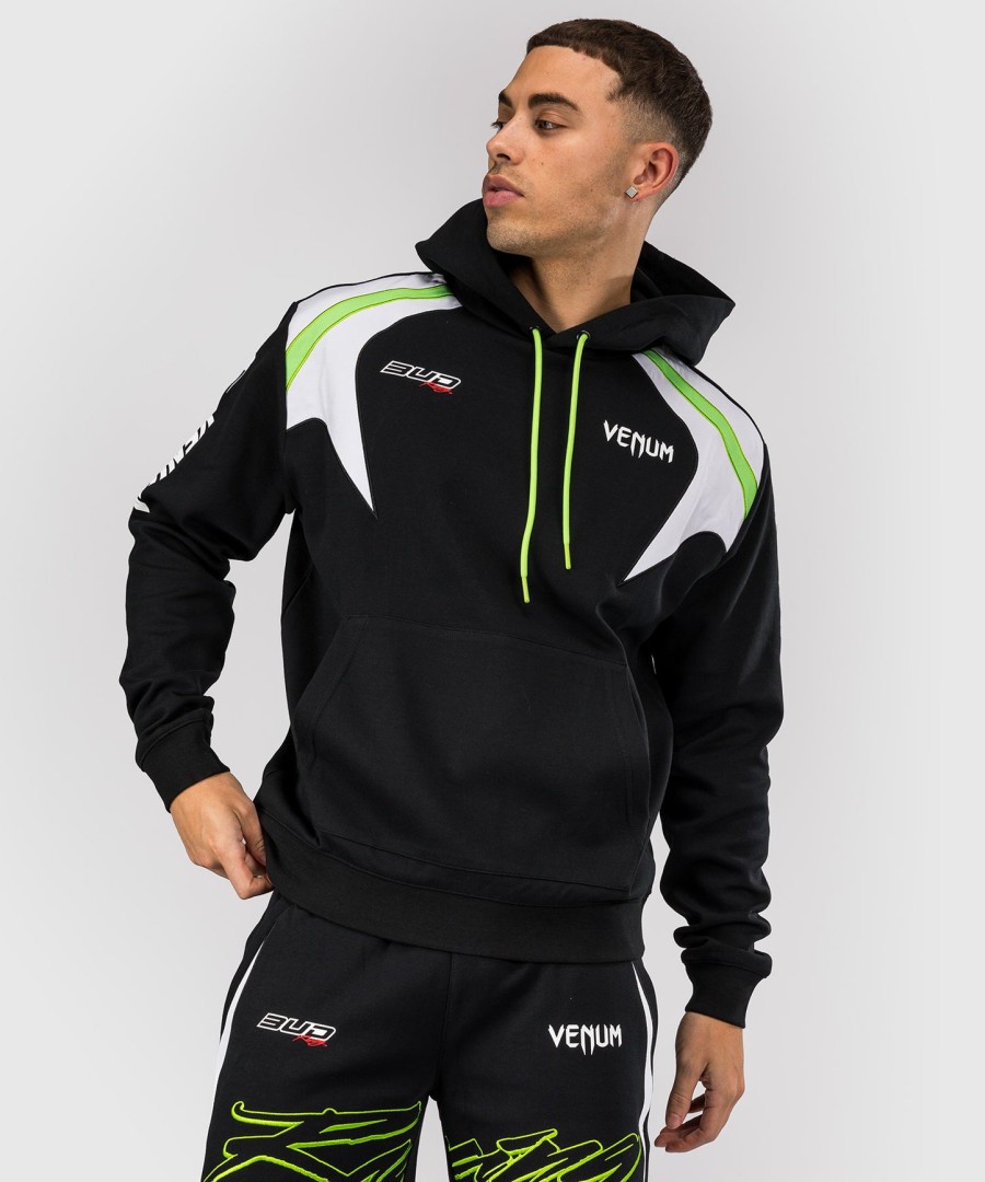 venum x bud racing men hoodie - blackwhitelime green