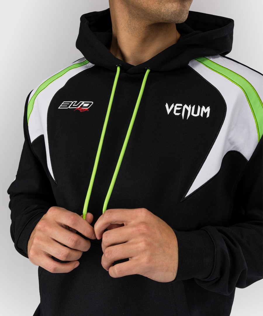 venum x bud racing men hoodie - blackwhitelime green