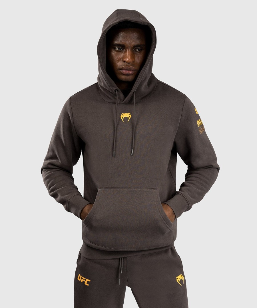 ufc fusion by venum fight week men pullover hoodie - solid earthen brown