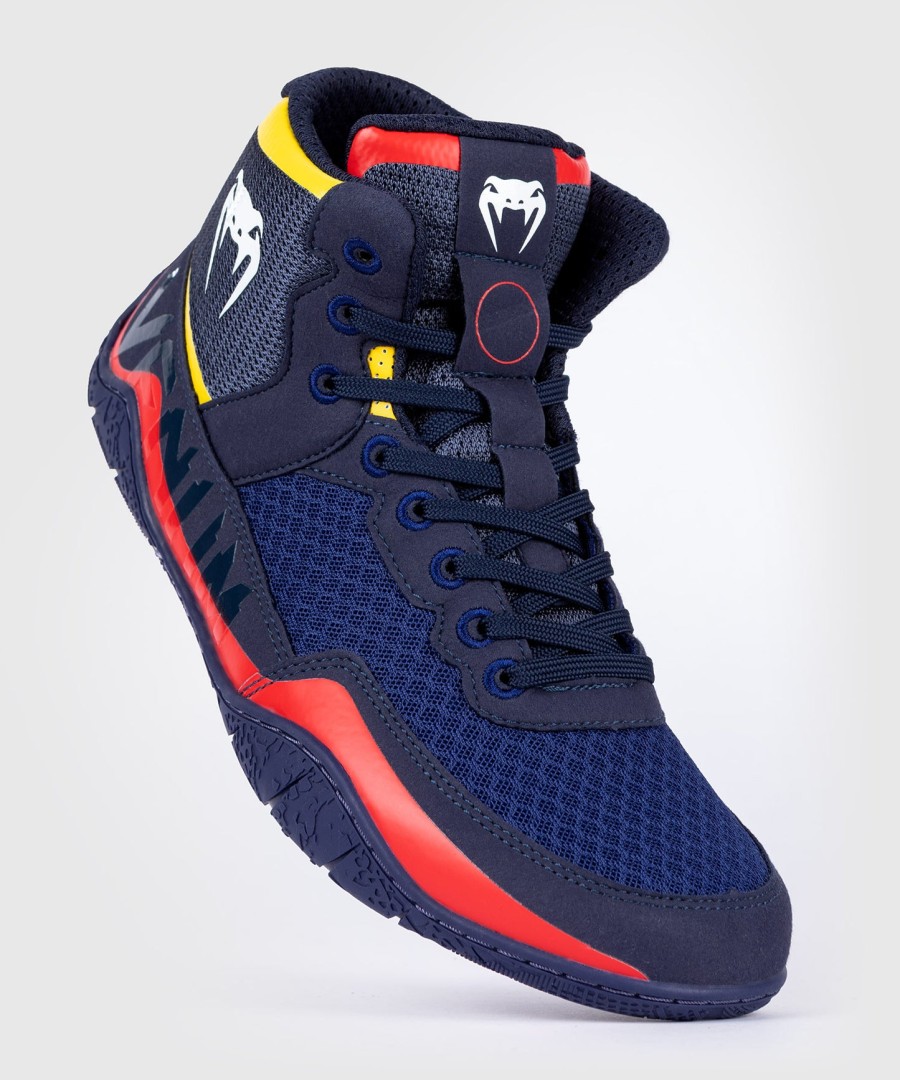 venum elite wrestling shoes - blueyellow