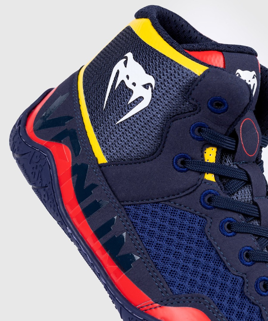 venum elite wrestling shoes - blueyellow