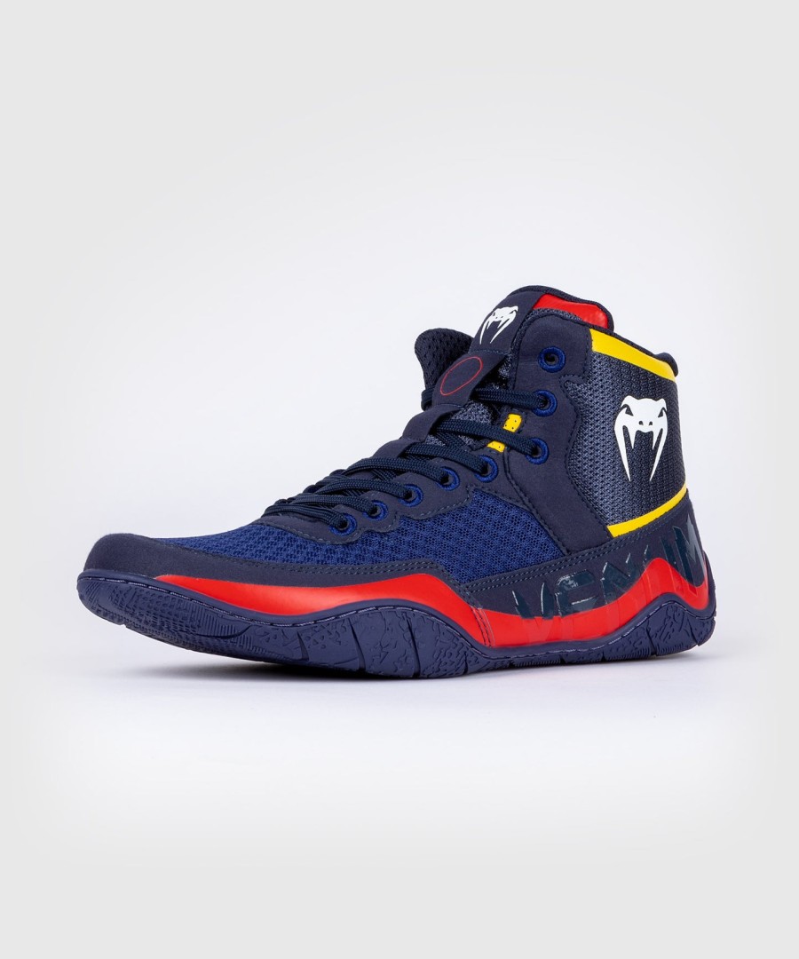 venum elite wrestling shoes - blueyellow