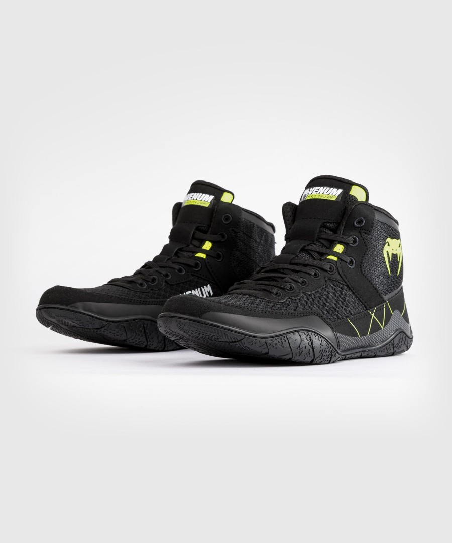 venum training camp 4.0 wrestling shoes - blackneon green